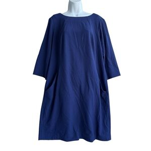 MM. Lafleur New York Etsuko 2.0 Dress Plus Size 1X Elbow Sleeve Deep Indigo
